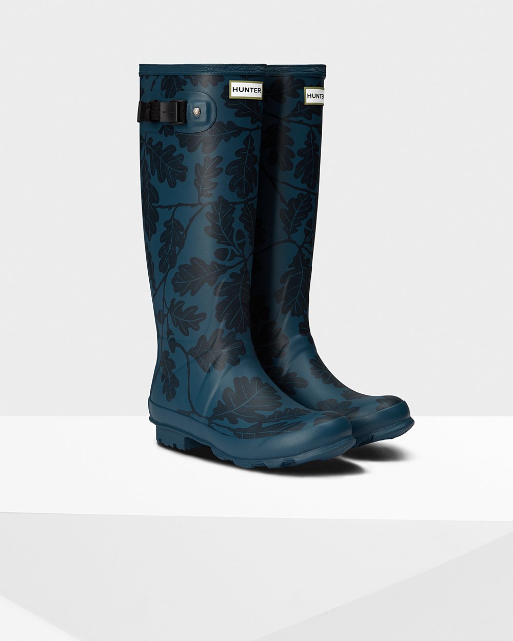 Galochas Altas Hunter Feminina Azuis - National Trust Print Norris Field - 02ROGUDVN